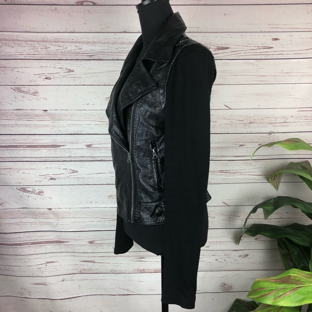 FOREVER21 Faux Leather & Fabric Moto Biker jacket - Picture 5 of 8